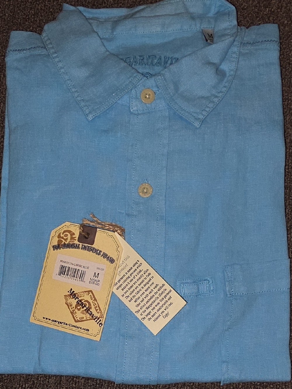 Margaritaville Light Blue Linen Button-Down Shirt